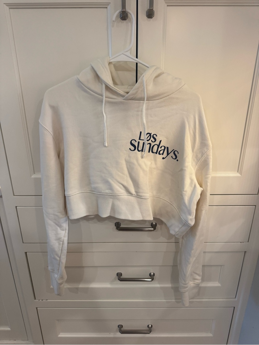 Los Sundays Cropped Cream Hoodie Sweater